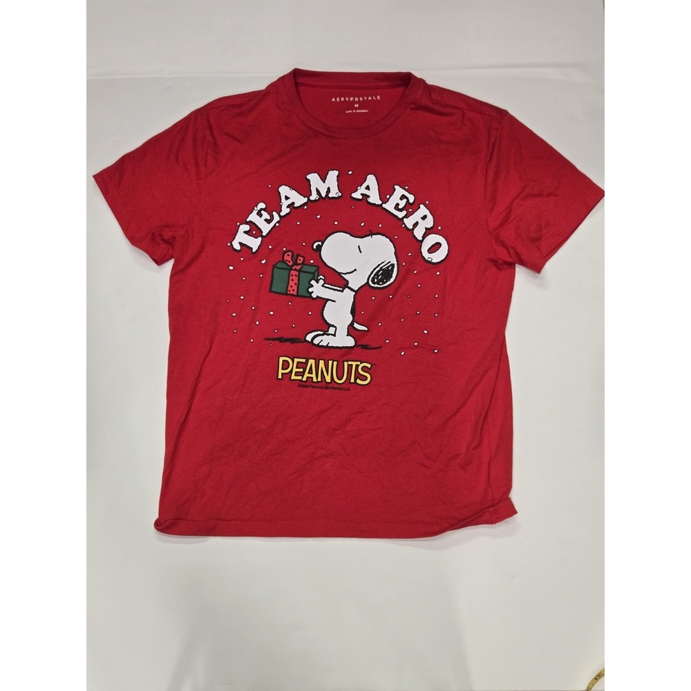 Aeropostale Peanuts Snoopy Team Aero Graphic T-Shirt‎ Red Men's Medium